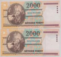 2000. 2000Ft "Millenium" (2x) sorszámkövetők T:I,I-