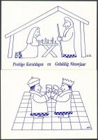 8 db MODERN belga sakk motívumlap karácsonyi és újévi üdvözletekkel / 8 modern Vlaamse Schaak-Philatelisten chess motive cards with Christmas and New Year greetings