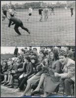 cca 1960 Foci és női foci meccs és nézőik. 5 db fénykép különféle méretben. A nagyobbak 18x24 cm-ese...