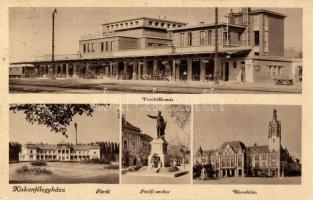 Kiskunfélegyháza, vasútállomás, fürdő, városháza, Petőfi szobor (EK)