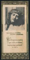 1916 Szentkép Correggio-festmény részlettel, elsőáldozási emlék, szecessziós díszítéssel, 11×5 cm