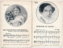 11 db RÉGI zenés levelezőlap színészekkel / 11 pre-1945 musical postcards, music sheets with actors ...