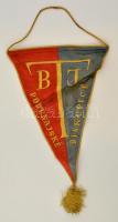 cca 1970 Podunajske Biskupice football klub hímzett selyem klub zászló / Embroided silk club flag 28 cm