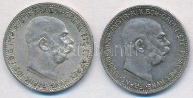 Ausztria 1915. 1K Ag "Ferenc József" (2x) T:2 Austria 1915. 1 Corona Ag "Franz Joseph" (2x) C:XF Krause KM#2820