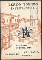 1949 A velencei nemzetközi sakkverseny résztvevőinek aláírásai a rendezvény képeslapján