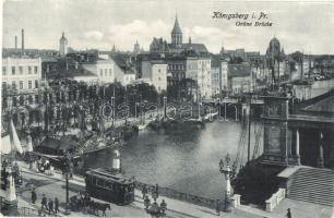 Kaliningrad, Königsberg; Grüne Brücke / tram on the bridge (Rb)