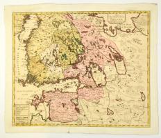 1788 Johann Probst: Grosfürstenthum Finland. Finnország térképe. Színezett rézmetszet, körbevágott, kartonra kasírozva. / Large map of Finland. Etching colored. Cut margins. Glued on cartboard. 56x49 cm