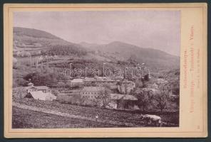 cca 1900 Selmecbánya, Vihnyefürdő látképe, kartonra kasírozva, 9,5x13,5 cm / Banska Stiavnica, Vyhnye, spa, general view
