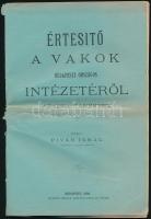 1896 Bp., Értesítő a Vakok Budapesti Intézetéről az 1895/6 tanévben, közli Privár Ignác, 62p