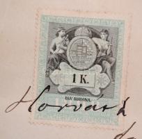 1899 Bizonyítvány 1K okmánybélyeggel
