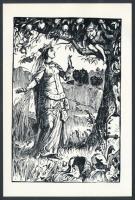 Jelzés nélkül: Király lány és a fán ülő kobold. Klisé, papír, 11×8 cm