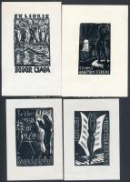 Andruskó Károly (1915-2008): 4 db erotikus ex libris, linó, papír, jelzett a linón, 7×4 cm