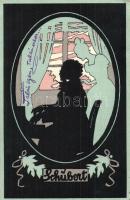 Schubert, silhouette art postcard B.K.W.I. 425-4.