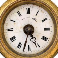 Antik ébresztőóra a XIX. sz.-ból. Jelzett, francia ES. Ingajáratos. Az óraszerkezet néha működik, de...