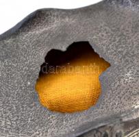 Antik ón ékszeres dobozka, sérült zsanérral, alján lyukkal, 8x9x6 cm