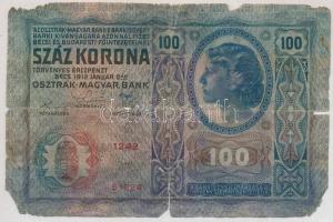 1912-1917. 2K-100K (7x) felülbélyegzett korona bankjegy tétel, mind gyenge tartásban, közte "Na...