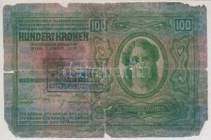 1912-1917. 2K-100K (7x) felülbélyegzett korona bankjegy tétel, mind gyenge tartásban, közte "Na...