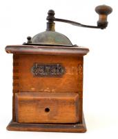 Tekerős antik fa kávédaráló. Fiókgomb hiányzik / Vintage coffegrinder