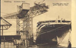 Hamburg biggest crane with the biggest ship