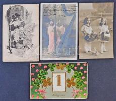 160 db régi motívum és üdvözlőlap hagyatékból jobbakkal, lithokkal, dombornyomott lapokkal, sok érde...