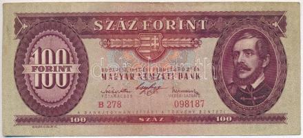 1947. 100Ft nyomdai papírránccal T:III Hungary 1947. 100 Forint with printing crease C:F Adamo F27