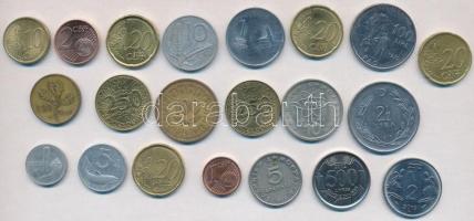 21db-os vegyes külföldi fémpénz tétel, közte 7db Euro érme, valamint India, Görögország, Olaszország...