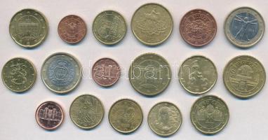 1999-2015. 17db-os vegyes Euro érme tétel, közte San Marino 2009. 1E T:1-,2 1999-2015. 17pcs of various Euro coins, including San Marino 2009. 1 Euro C:AU,XF
