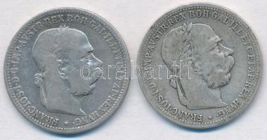 Ausztria 1893-1898. 1K Ag "Ferenc József" (2x) T:2- Austria 1893-1898. 1 Corona Ag "Franz Joseph" (2x) C:VF