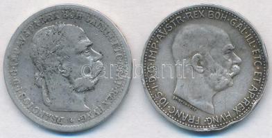 Ausztria 1899-1914. 1K Ag "Ferenc József" (2x) T:2-,3 ph. Austria 1899-1914. 1 Corona Ag "Franz Joseph" (2x) C:VF,F edge error