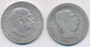 Ausztria 1893-1915. 1K Ag "Ferenc József" (2x) T:3,2 Austria 1893-1915. 1 Corona Ag "Franz Joseph" (2x) C:F,XF