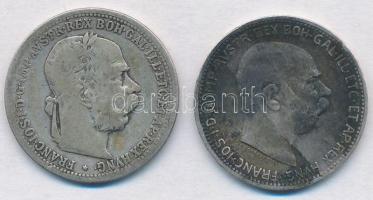 Ausztria 1901-1914. 1K Ag "Ferenc József" (2x) T:2- patina Austria 1901-1914. 1 Corona Ag "Franz Joseph" (2x) C:VF patina