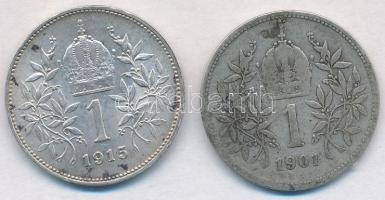 Ausztria 1901-1915. 1K Ag "Ferenc József" (2x) T:2-,2
Austria 1901-1915. 1 Corona Ag &quo...
