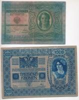 1902. 1000K piros "MAGYARORSZÁG" felülbélyegzéssel + 1912. 100K piros "MAGYARORSZÁG&q...