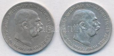 Ausztria 1914-1915. 1K Ag "Ferenc József" (2x) T:2 Austria 1914-1915. 1 Corona Ag "Franz Joseph" (2x) C:XF