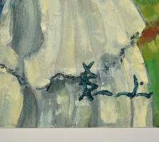 Olvashatatlan jelzéssel: Folyóparton. Olaj, farost, 40x30 cm