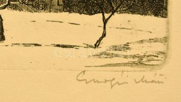 Csurgói Máté Lajos (1931-2001): Halászbástya. Rézkarc, papír, jelzett, 27×36 cm