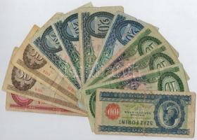 1946-1986. 11db-os forint bankjegy tétel, benne 1946. 100Ft, 1949. 20Ft T:III-IV