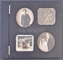 Fa borítású képeslap album 4 fotóval az elején, összesen 60 férőhellyel / Wooden covered postcard album for 60 postcards (22,5 cm x 23 cm)