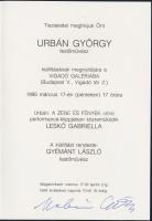 Urbán György. Képek és Gömbképek 1985-1995 között. Bp., 1995, Vigadó Galéria. Kiadói papírkötés. A k...