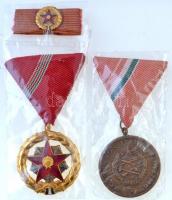 1964. "Kiváló Szolgálatért Érdemrend" aranyozott, zománcozott Br kitüntetés mellszalagon, miniatűrrel és szalagsávval + DN "MHSZ (Magyar Honvédelmi Szövetség) / Honvédelmi Lövészverseny" Br díjérem mellszalagon T:1-,2