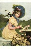 12 db RÉGI motívumlap: hölgyek / 12 pre-1945 motive cards: ladies