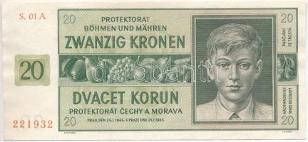Német Harmadik Birodalom / Cseh-Morva Protektorátus 1944. 20K T:II German Third Reich / Protectorate of Bohemia and Moravia 1944. 20 Korun C:XF Krause 9.