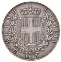Olaszország 1872R 5L Ag "II. Viktor Emánuel" római verdejel (24,92g/0.900) T:2 kis ph. / I...