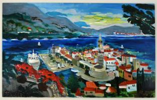 Tóthpál Katalin (1977- ): Korčula, akril, farost, jelzett, 40×65 cm