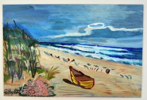 Tóthpál Katalin (1977- ): Tengerpart, akril, farost, jelzett, 40×60 cm