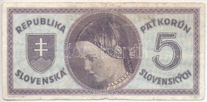 Szlovákia 1945. 5K T:III- Slovakia 1945. 5 Korun C:VG Krause 8