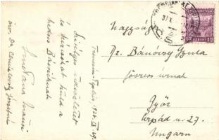 1928 Trencsénteplic, Trencianske Teplice; látkép, Smetana aláírással / general view, Smetana signatu...