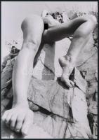 cca 1976 Sziklák között, 4 db szolidan erotikus fénykép, vintage negatívokról készült mai nagyítás, ...