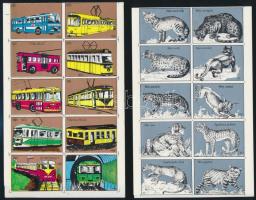 2 db vágatlan ív gyufacímke: BKV járművek, macskafélék