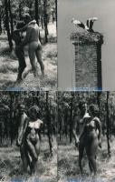 cca 1973 Gólya hozza, 6 db szolidan erotikus, vintage fotó, 14x9 cm / 6 erotic photos, 14x9 cm
